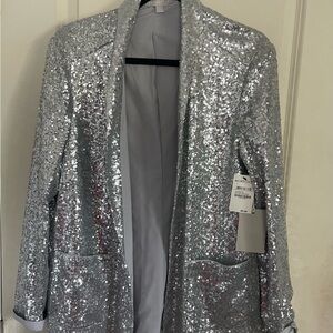 Nordstrom Chelsea28 Silver Sequin Blazer Jacket